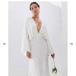 ASOS Ciara sequin kimono sleeve wedding dress